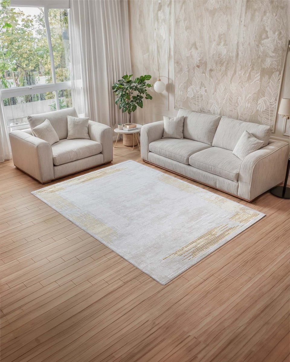 Alfombra Gamma 517A Blanco Dorado Kodaz Carpet
