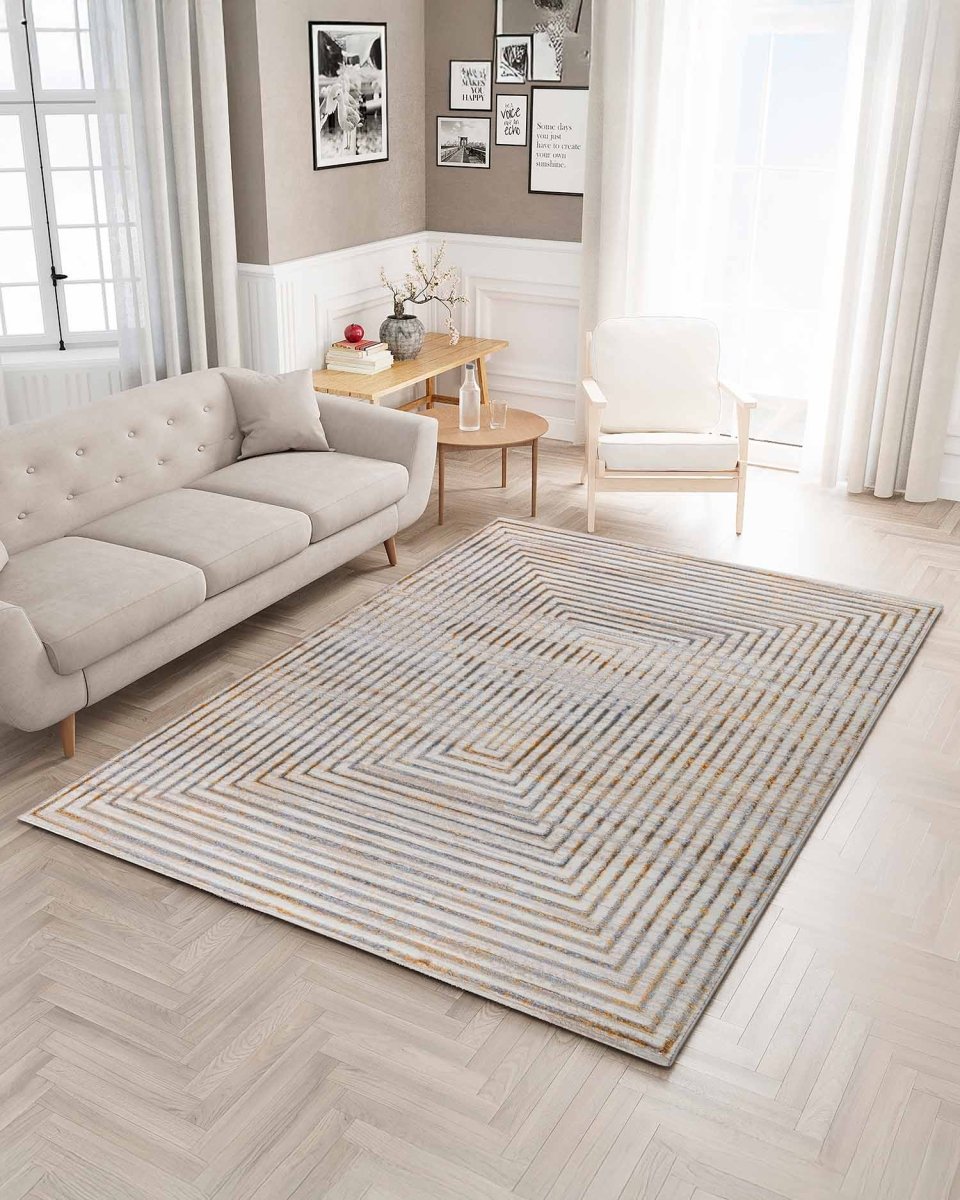 Alfombra Gamma 633A Beige Gris Dorado Kodaz Carpet