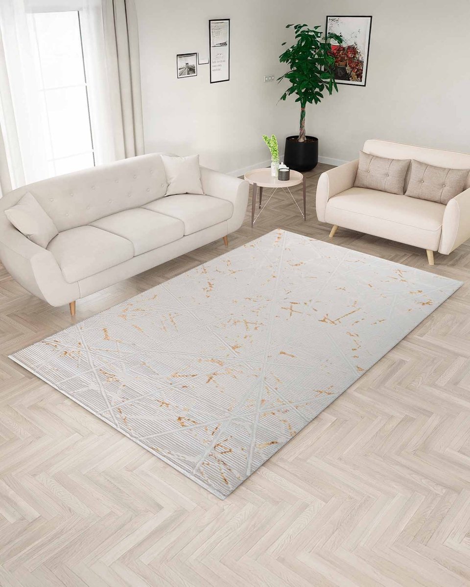 Alfombra Gamma 684A Blanco Dorado Kodaz Carpet