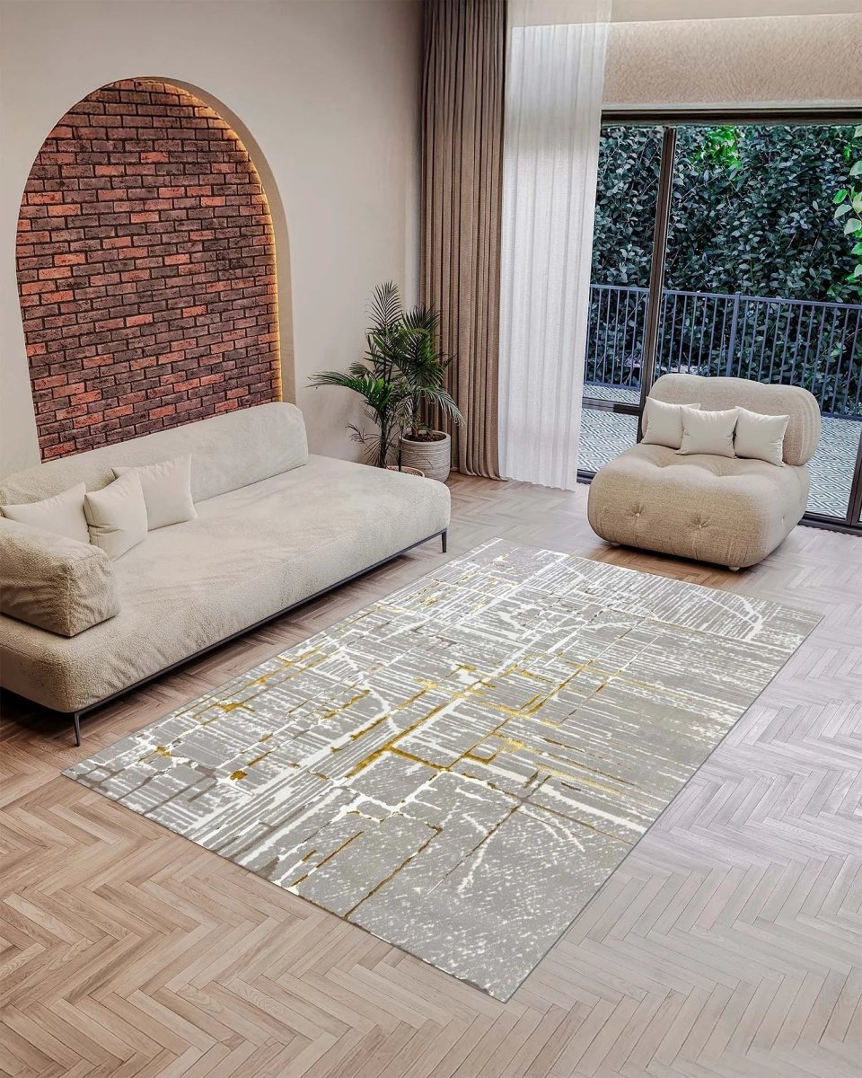 Alfombra Prada 1180 Gris Dorado Kodaz Carpet