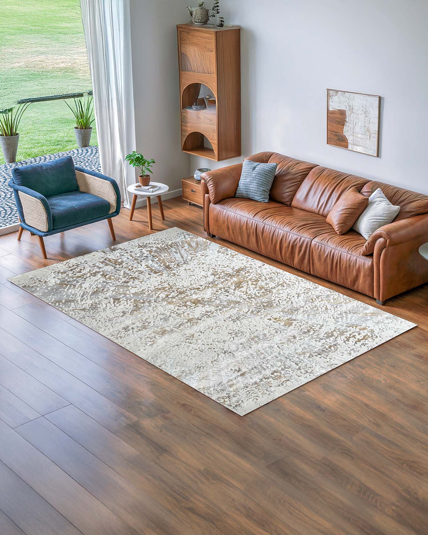 Alfombra Arte 8073 Blanco Dorado Kodaz Carpet