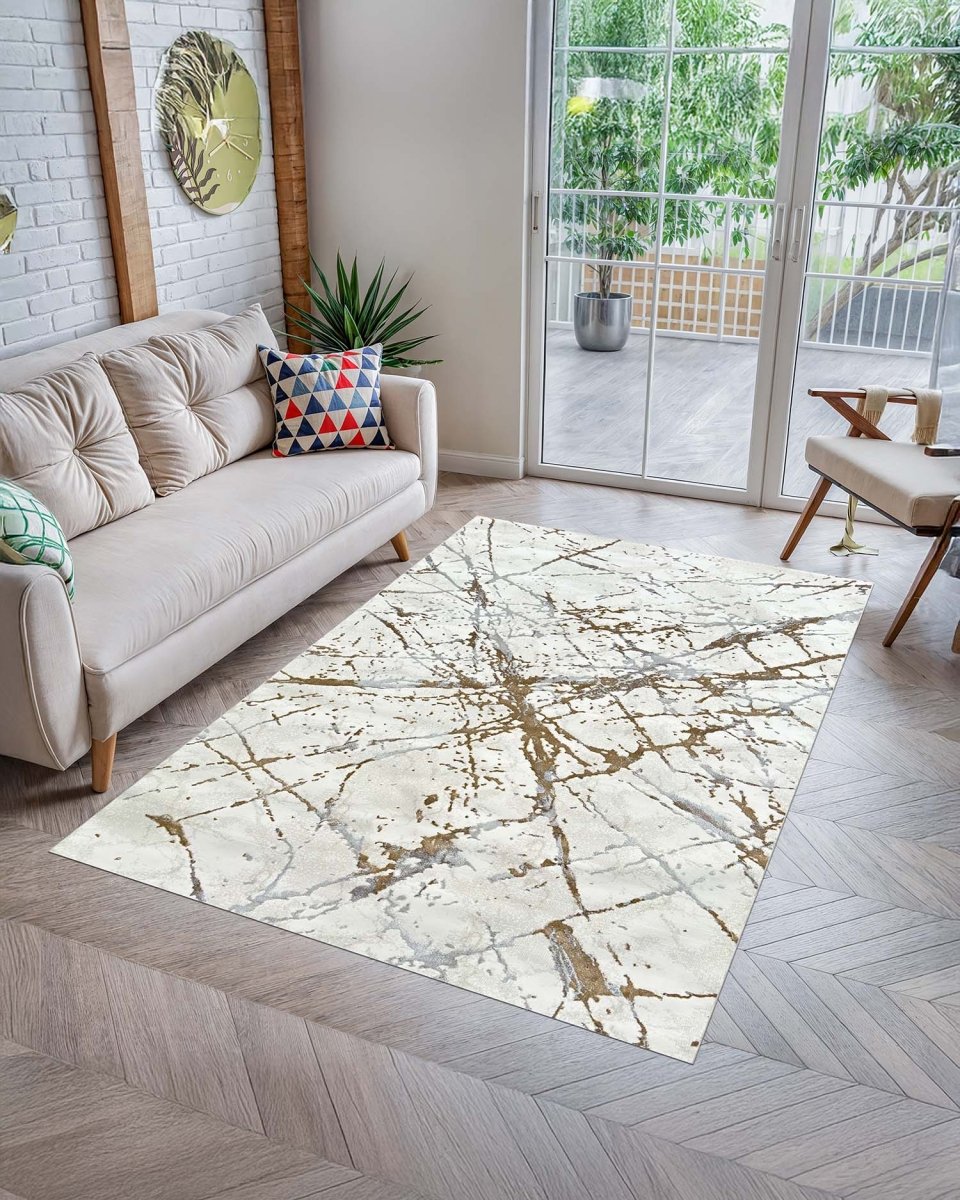 Alfombra Arte 9018 Blanco Dorado Kodaz Carpet