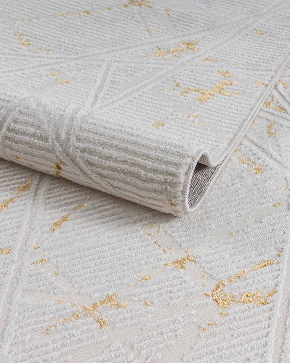 Alfombra Gamma 684A Blanco Dorado Kodaz Carpet
