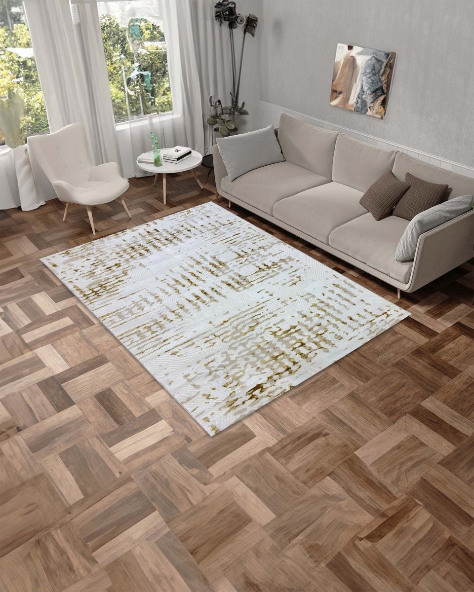 Alfombra Gamma 697A Blanco Dorado Kodaz Carpet